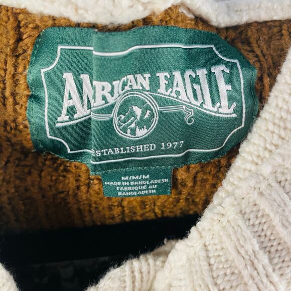 American Eagle Elk Fairisle Super Soft Hooded Sweater Size Medium - Picture 7 of 8